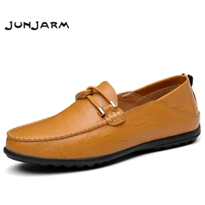 Мокасины мужские JUNJARM, из натуральной кожи, на плоской подошве, размеры 38-47
