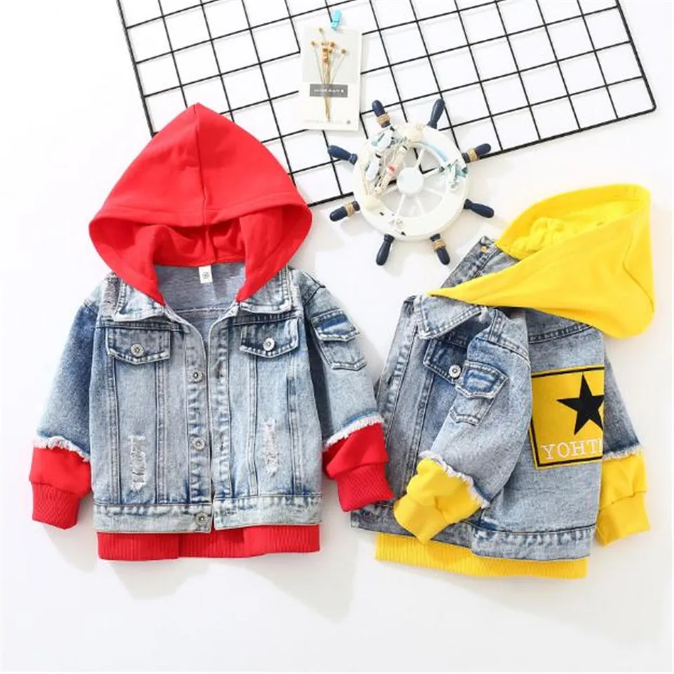 Джинсовые куртки весенне осенний Тренч для мальчиков детская одежда верхняя с