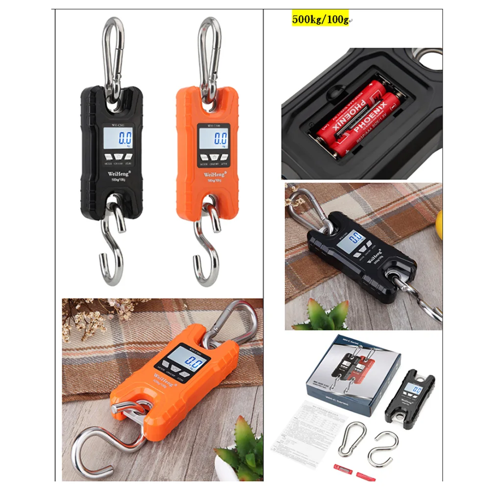 

Mini Crane Scale Portable 500kg/1000lb Heavy Duty Digital Hanging Scales LCD Display with Backlight for Home Farm Market hunting