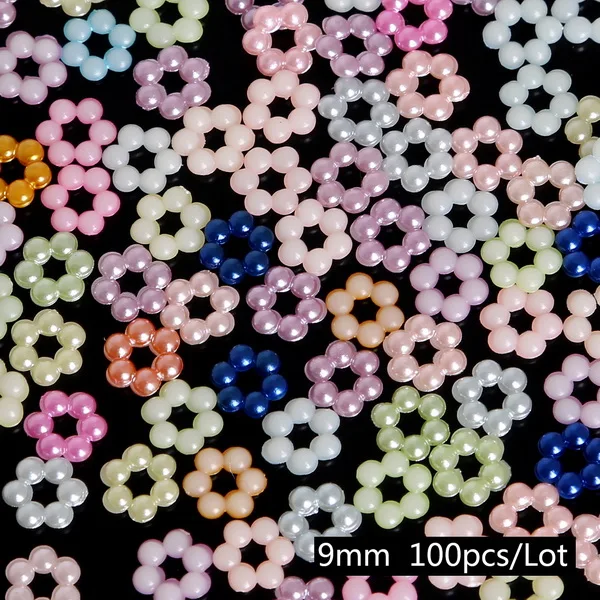 9mm beads with beads 20-1000 намоток Mix 37 Цвета жемчуг имитация кабошон одежды декор с изображением сердечка цветка бусины ABS принадлежности DIY Швейные аксессуары - Цвет: 9mm beads with beads