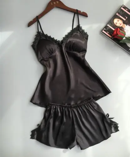 Женский пижамный комплект модная кружевная атласная пижама сексуальное нижнее