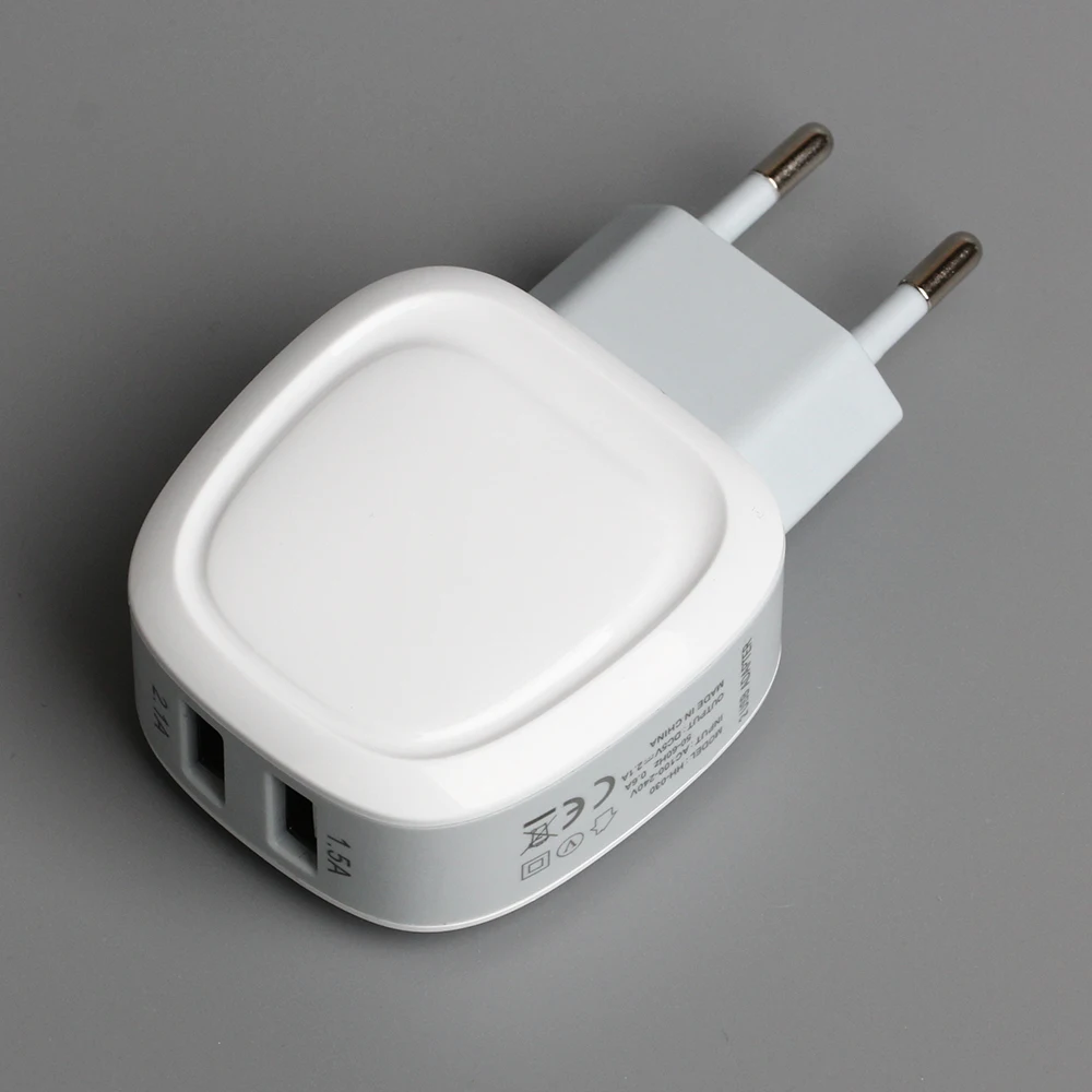 

Universal 2 USB charger Travel Wall Charger Adapter Portable EU US mobile phone charger for iPhone/Android Phones 50pcs