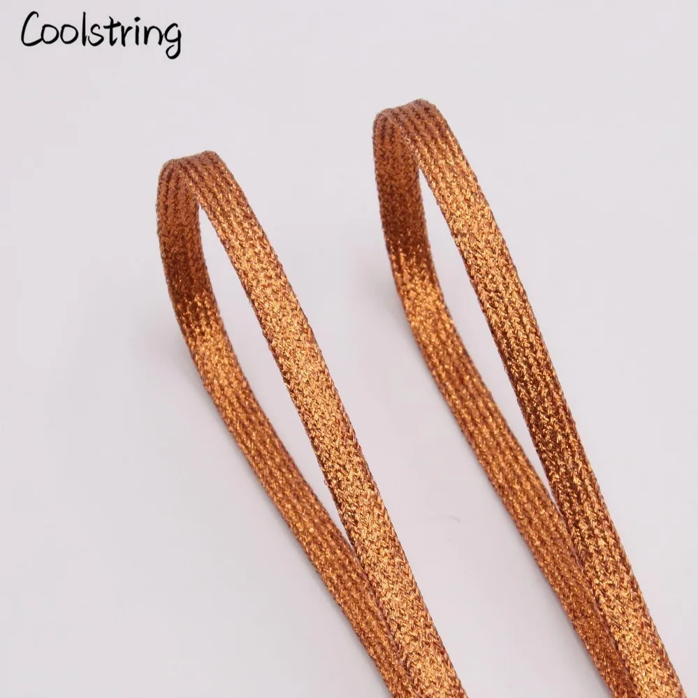Coolstring Прохладный плоские блестящие шнурки Блестящие модные блестящие шнурки Рождество цвета Chic мерцающий 7 мм металлик