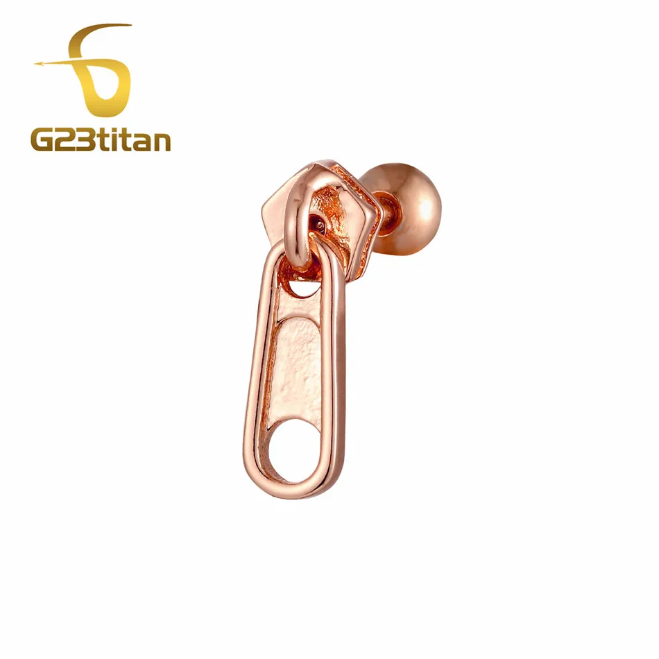 G23titan Hot Zipper Ear Stud for Ear Helix Piercing Earrings Cartilage Lobe Earring Ring Rock Women Men Body Jewelry