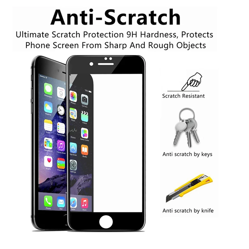 Закаленное стекло 4D Arc с изогнутыми краями и полным покрытием для IPhone X 8 8s 8Plus HD
