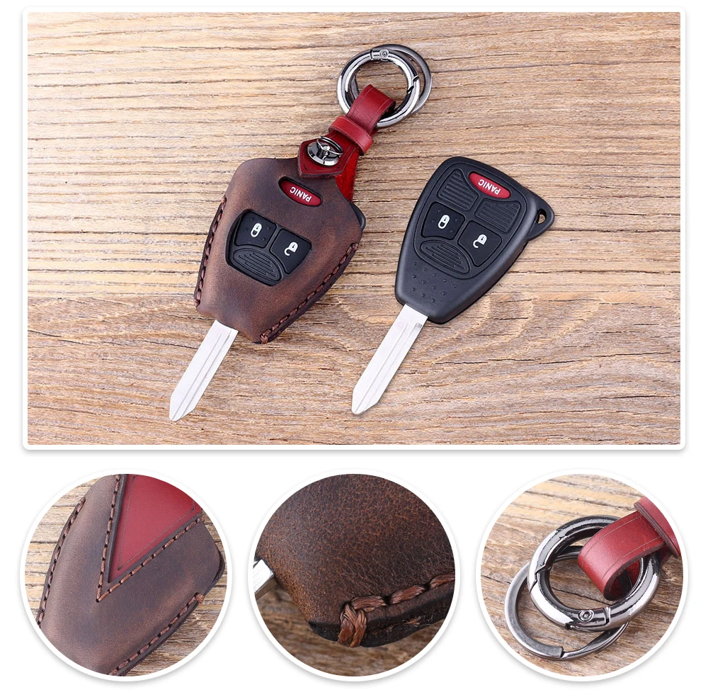 KEYYOU 3 кнопки кожаный чехол для ключа автомобиля чехол для Chrysler Jeep для Dodge Ram 1500 Калибр Nitro Ram 2500 3500 крышка ключа