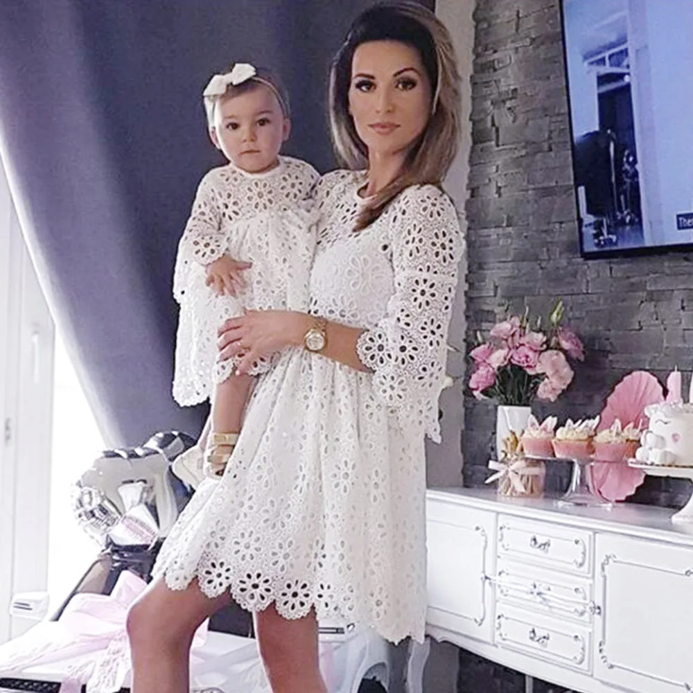 MUQGEW MomMe Baby Girls Kids Lace Match Daughter Family Dress Clothes Dresses vetement mere fille assortie ensemble f#KM802 | Мать и