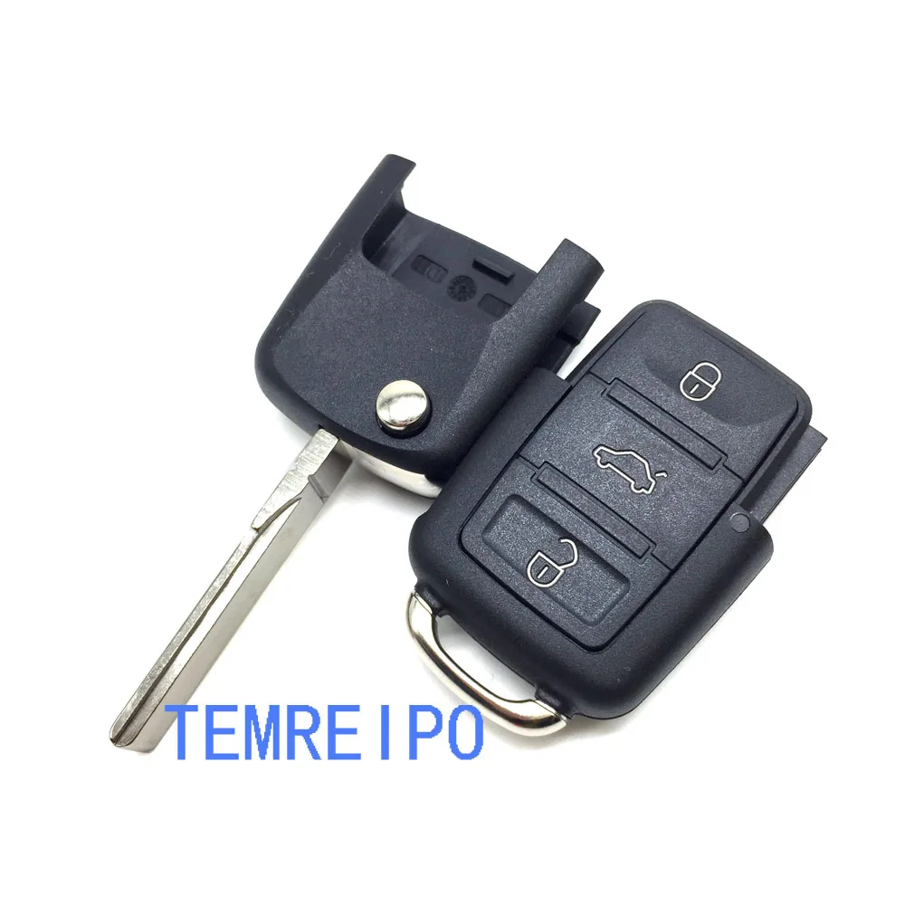 

10pcs/lot Folding Car RemoteFilp Flip Key Shell Case Fob For Vol kswagen Jet ta Golf Passat Beetle Polo Bora 3 Buttons