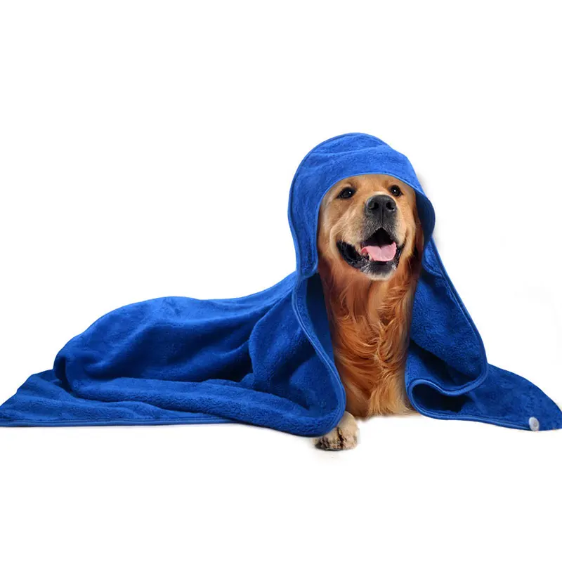 Microfiber слишком большое полотенце с капюшоном банное полотенце для домашних животных быстро поглощает воду, банный халат для собак и кошек 100 см x 100 см Одна деталь серый или синем цветах