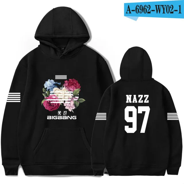 black Bigbang big bang bangtan Толстовка kpop Корейская harajuku Толстовка moletom feminino Модная брендовая куртка пальто размера плюс 4xl - Цвет: black