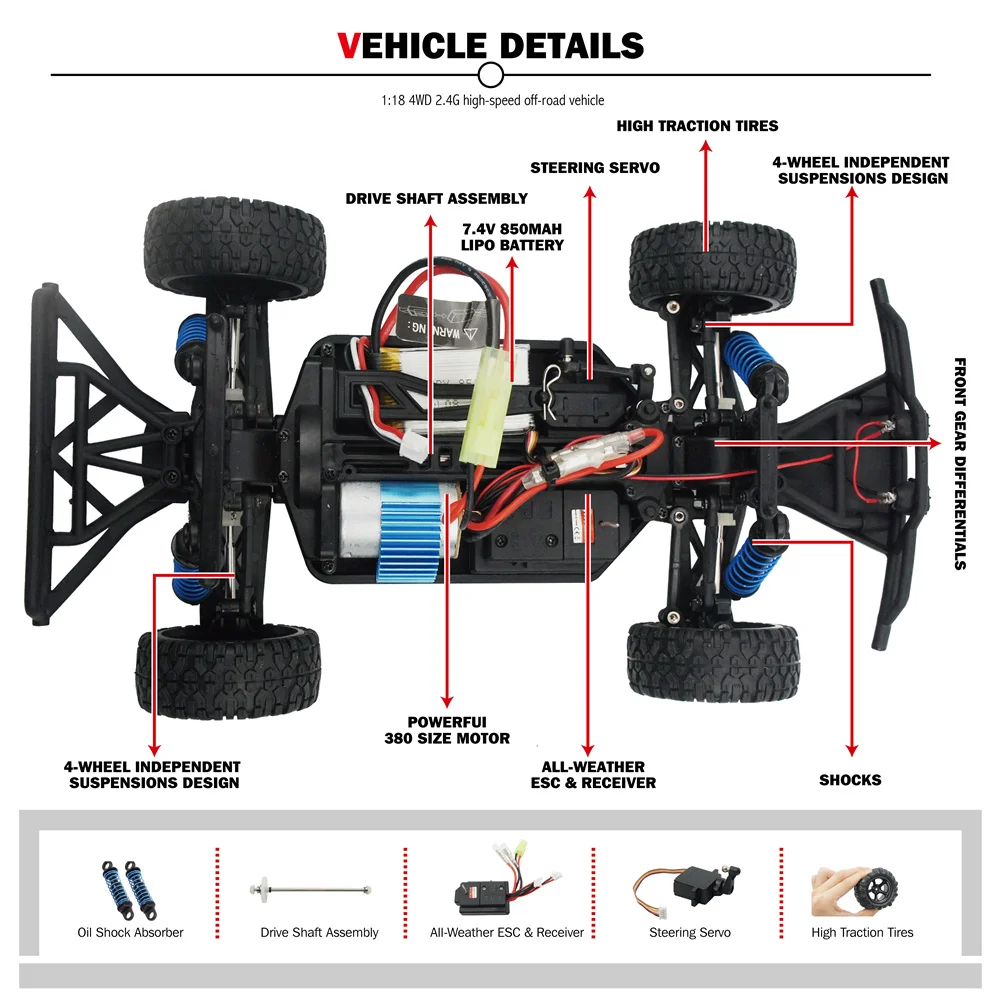 RC автомобиль 4WD высокоскоростной грузовик мини внедорожник DIY автомобильный