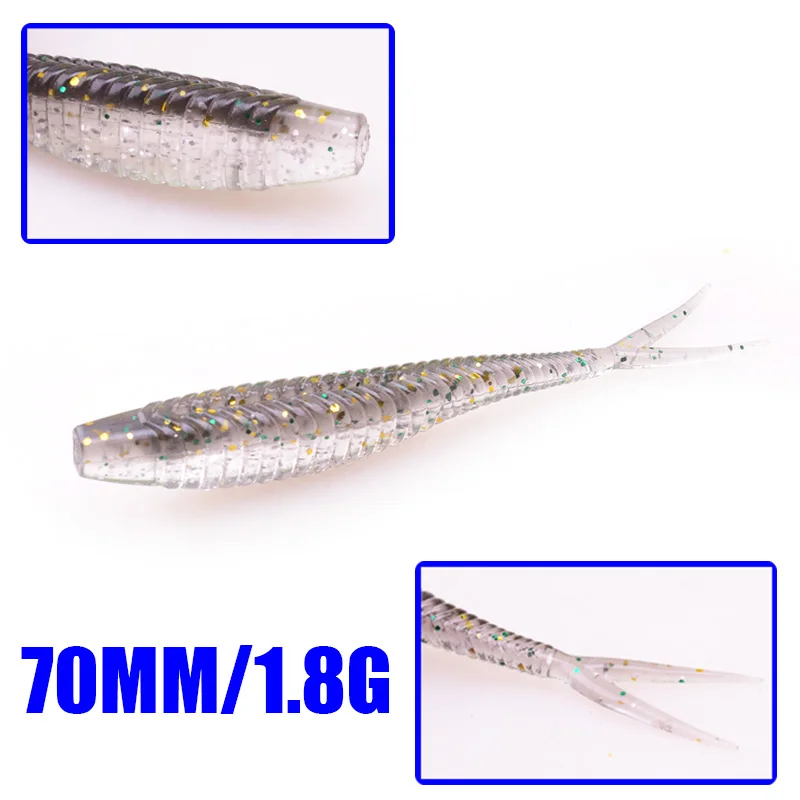 5Pcs/lot jig Wobbler Worm fishing Lure 7cm 1.8g Swimbaits Tackle fishing soft baits Bass Carp Lures Artificial Rubber Bait