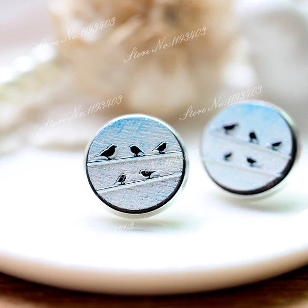 Уникальные 3D Птицы тисненые 16 мм круглые цветные рисунки лазерная резка дерево