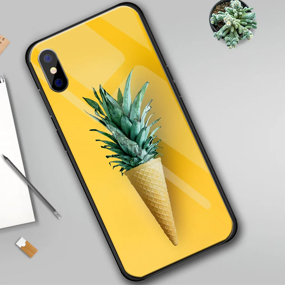 Милый стеклянный чехол с изображением ананаса авокадо для Iphone XS Max XR 8 7 6 5 5S