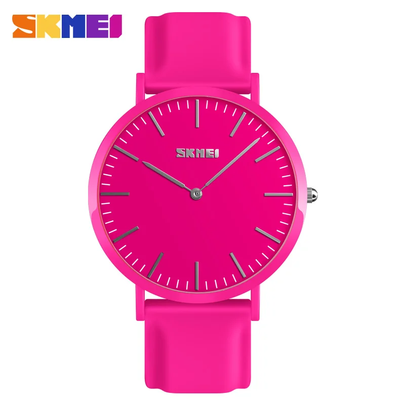 Rose red watch L SKMEI модные элегантные женские кварцевые часы водонепроницаемые многоцветные красные белые женские цифровые наручные часы силиконовый браслет часы - Цвет: Rose red watch L