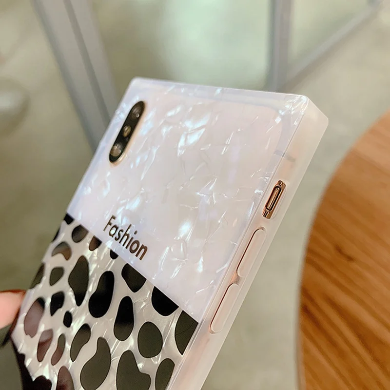Модный квадратный чехол для телефона с леопардовым принтом iphone 6 6s 7 8 Plus мягкий XS
