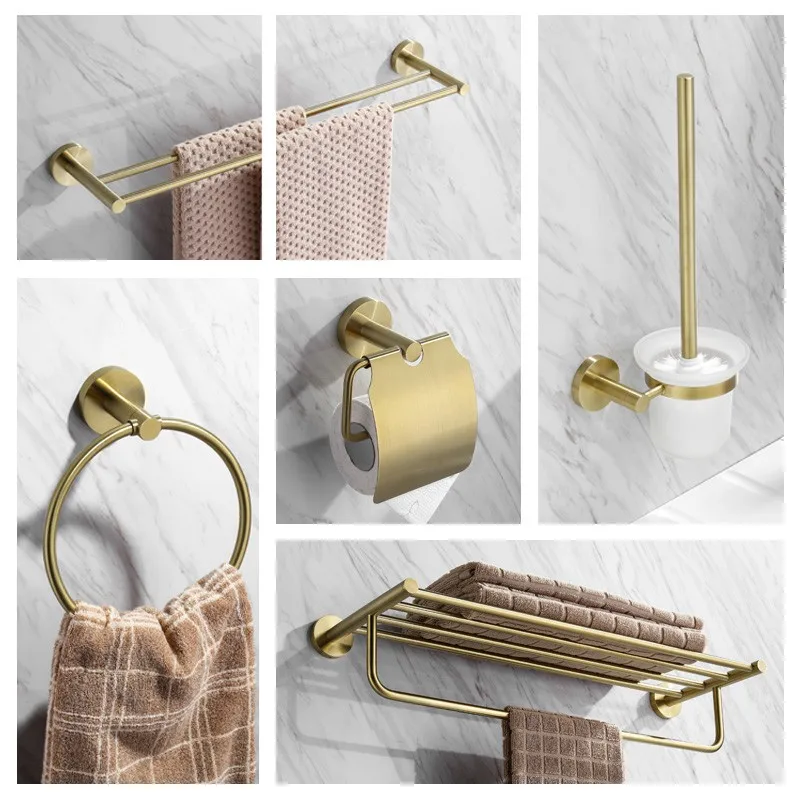 MTTUZK Nordic minimalist brushed gold Towel rack bathroom hardware pendant paper holder hook toilet brush Bathroom accessories |