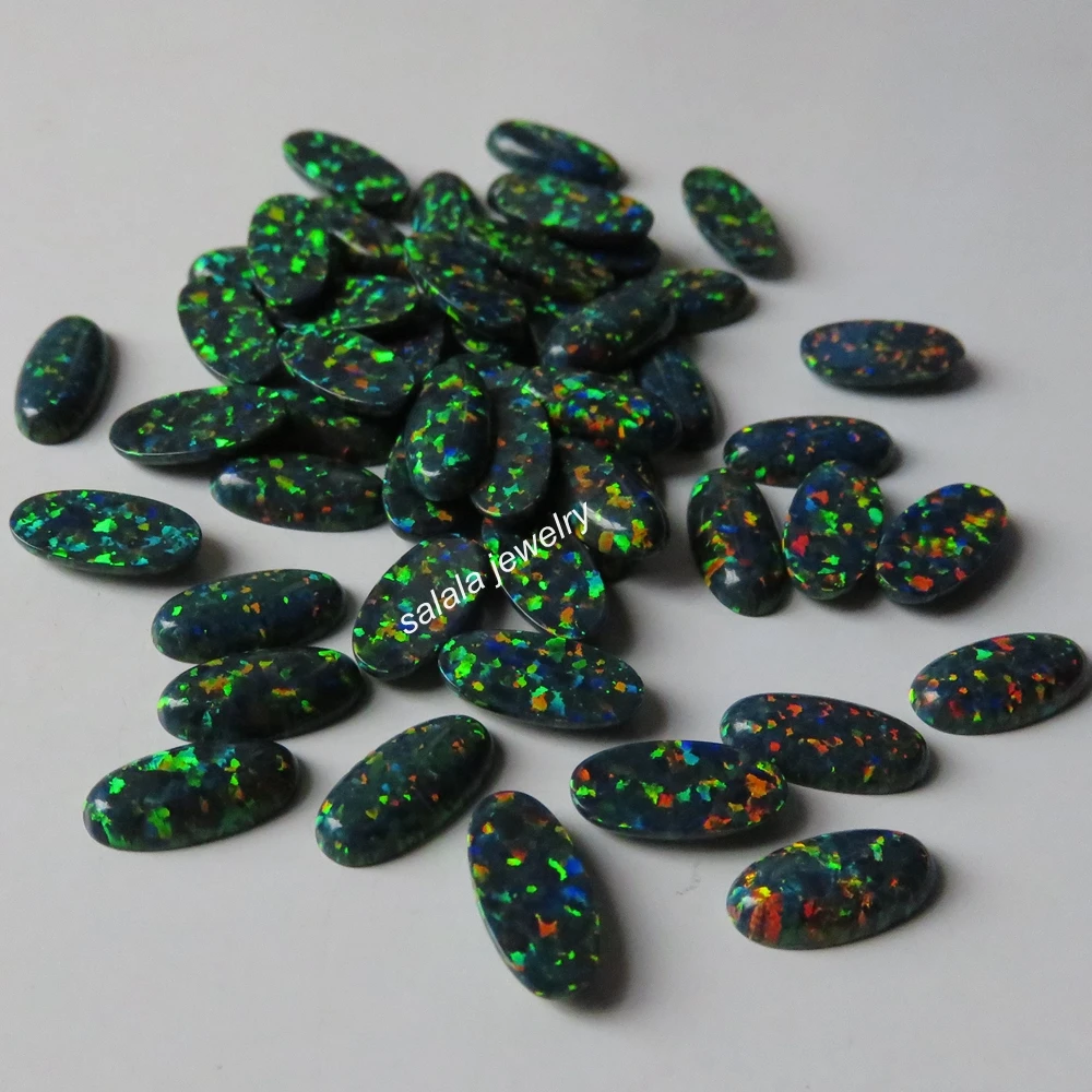 Овальный опал оп32 черный синтетический огненный овальный кабошон 50 шт./лот 6x12