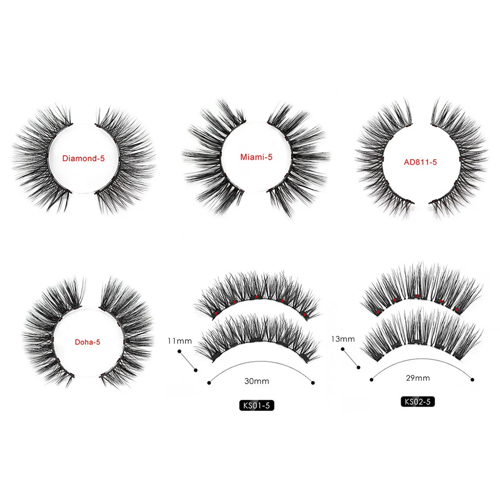 New Fashion Eyelashes Eyeliner Eyelash Curler Set 5 Magnet Liquid Eyeliner Eyelashe With Eyeliner Tweezers Set