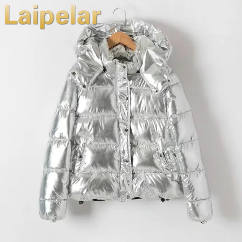 Laipelar серебряное модное толстое хлопковое пальто с капюшоном, зимние куртки, пальто, женская куртка с капюшоном, тонкая теплая хлопковая одежда - Цвет: Серебристый