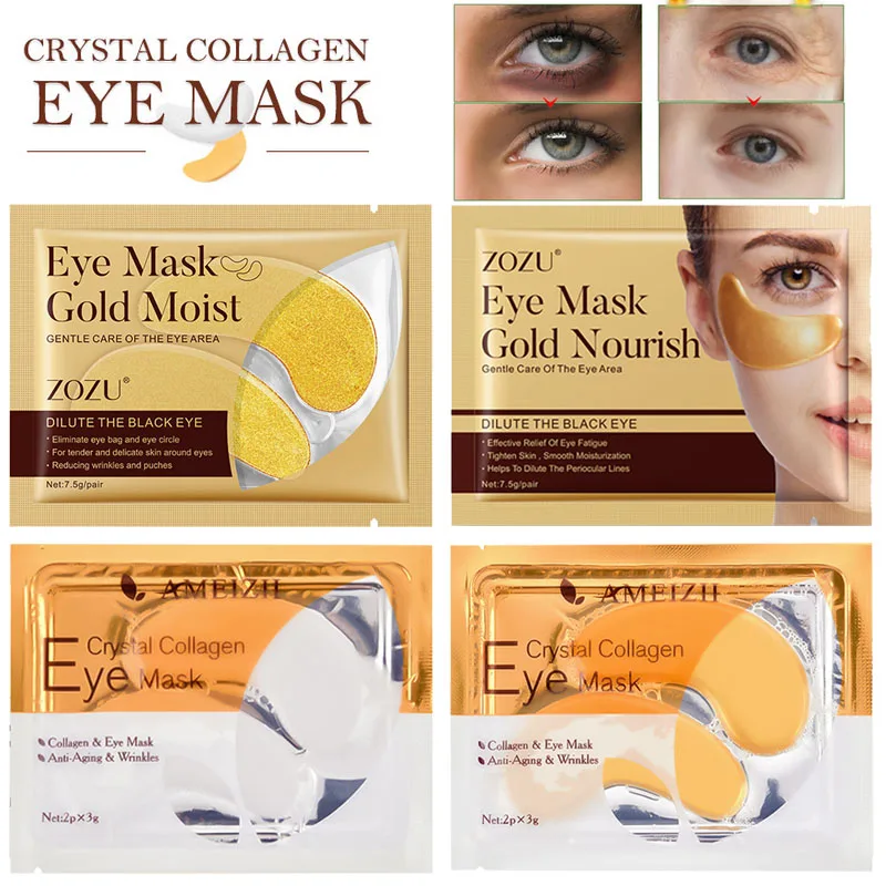 24K Золотая кристальная коллагеновая маска для глаз 2 шт. = 1 пара патчей ухода за