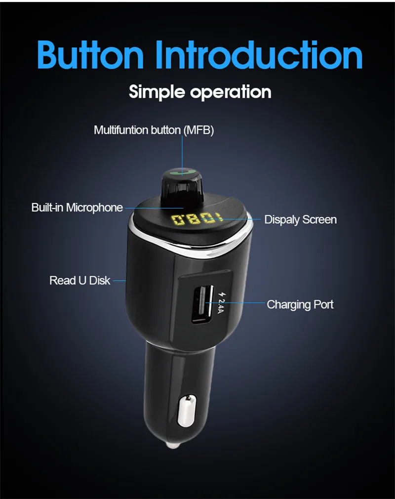 Быстрая зарядка 3,0 Комплект беспроводной связи bluetooth для автомобиля fm-передатчик с двумя usb-портами автомобильное зарядное устройство fm-модулятор Handfree