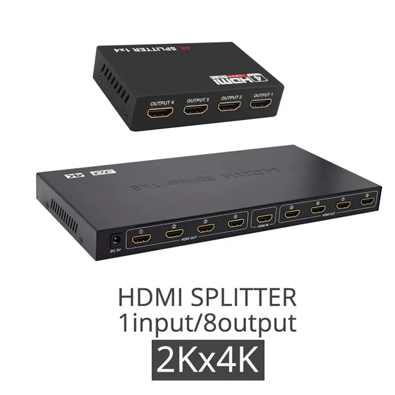Для HDTVDVD 1080P 2K * 4K Video HDMI 1X8 Split 1 в 8 Out Full HD ter двойной дисплей Источник питания без
