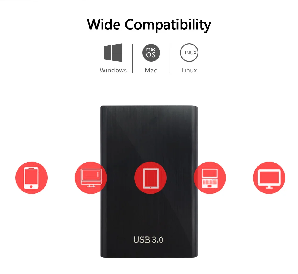 Twochi HDD 2,5 ''внешний жесткий диск USB3.0 1 ТБ 750GB 500GB 320GB 250GB 160GB 120GB 80GB Портативный жесткий диск для ПК/Mac