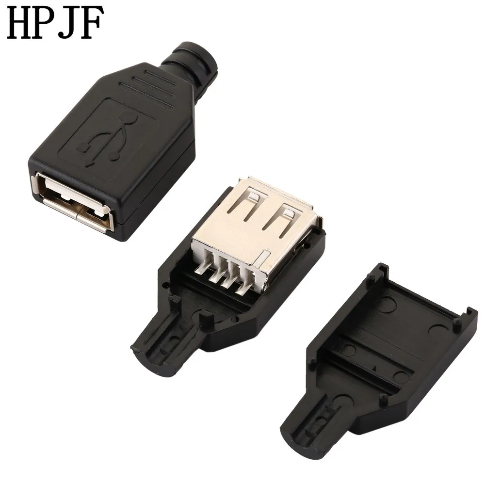

New 10pcs Type A Female USB 4 Pin Plug Socket Connector With Black Plastic Cover