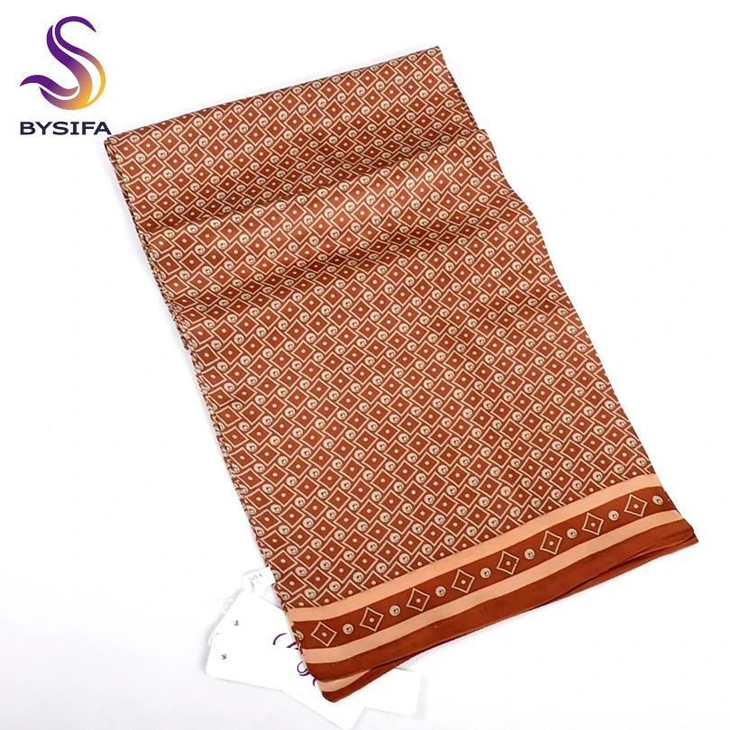 Мужской платок в клетку [BYSIFA] темно-хаки модный длинный шелковый шарф деловом