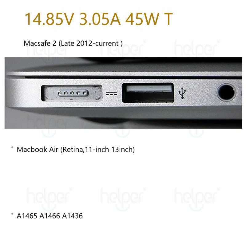14.85V 3.05A 45W T DC Автомобильное зарядное устройство дорожный адаптер для Mac Book Pro Air Mac safe 2 кабеля 85 Вт 60 Вт 45 Вт Магнитный T L retina - Цвет: 14.85V 3.05A 45W T