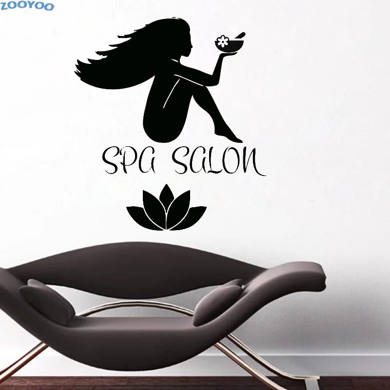 

ZOOYOO Lotus Girl Spa Salon Wall Sticker Home Decor Beauty Salon Wall Decal Art Vinyl Decoration Murals