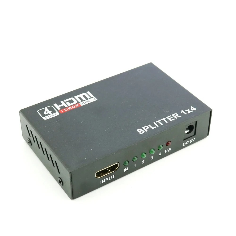 1x Full HD усилитель разветвитель HDMI 1x4 4 порта концентратор повторитель аудио 3D 1080p 1 в