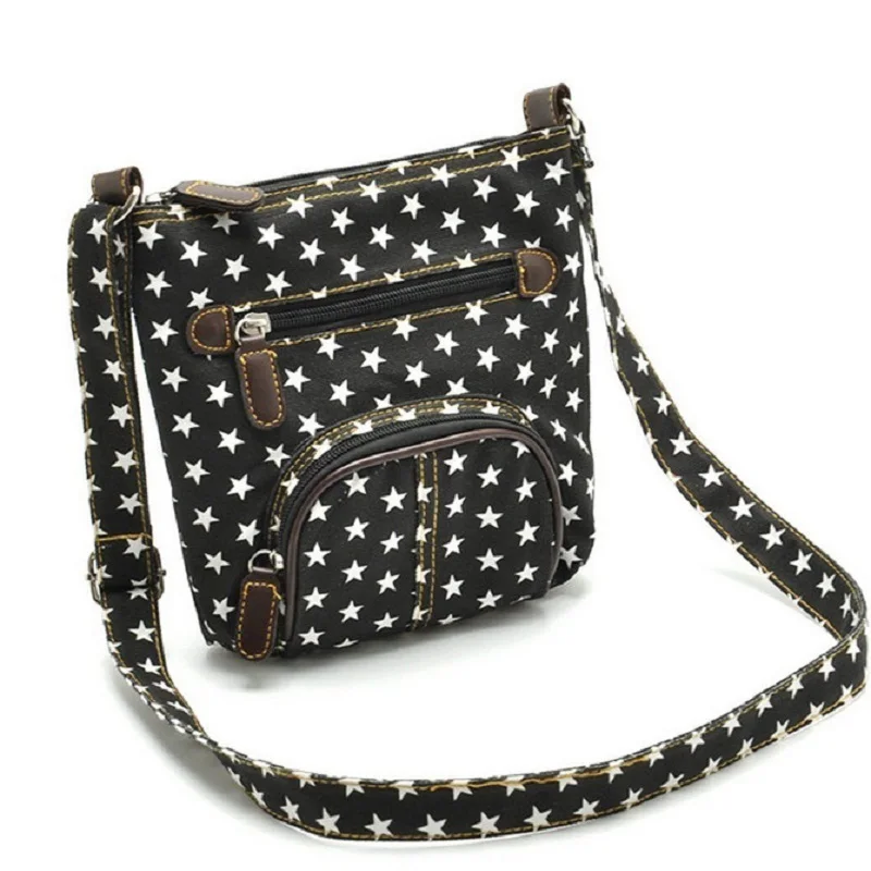 

HAPPIEST Canvas Women's Shoulder Bag Star Pattern Ladies Handbag Brands 2022 Female Small Phone Purse Money Pouch for Girls