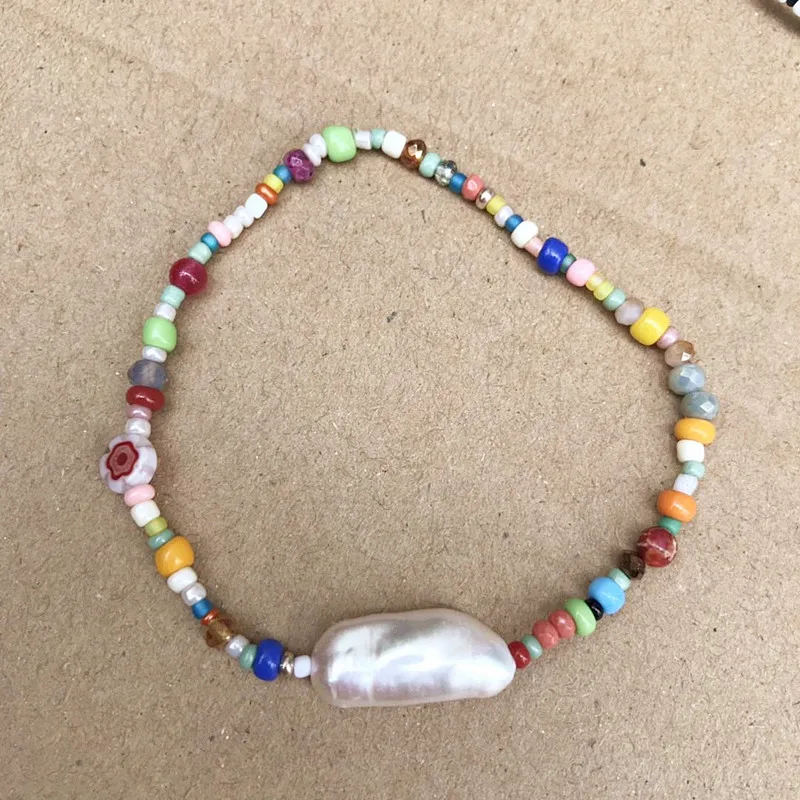 Комплект женских эластичных браслетов из бусин и жемчуга 2021 | Украшения