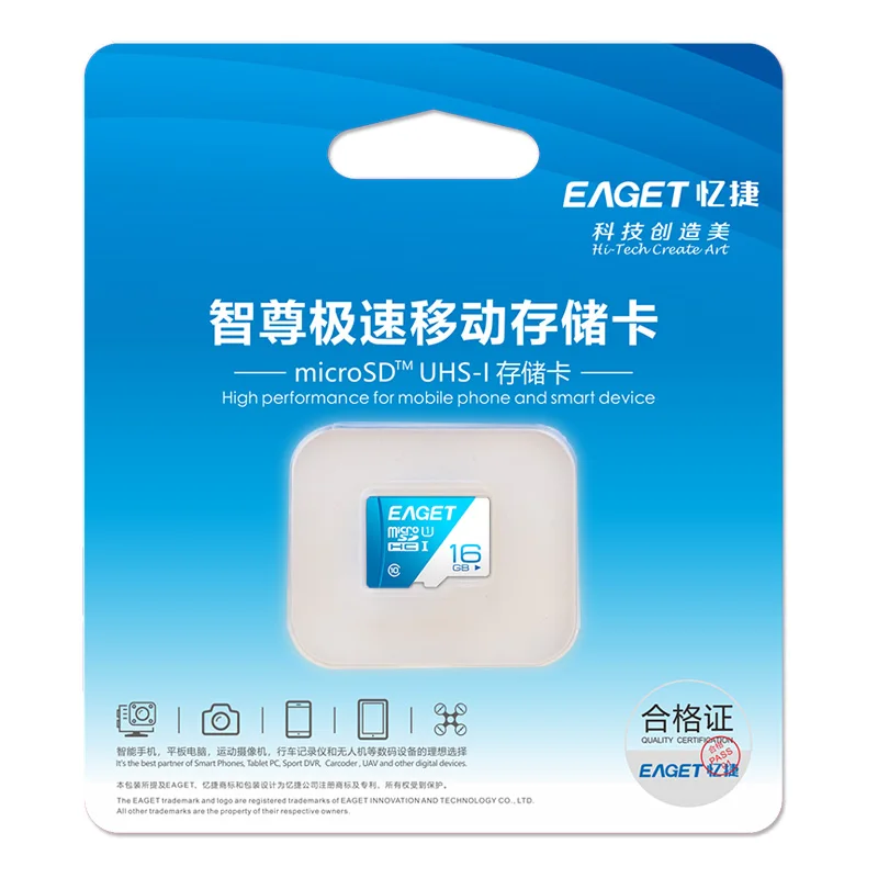 Карта памяти EAGET T1 Micro SD 64 ГБ 32 16 128 TF карта класс 10 UHS-I 80 МБ/с./с | Компьютеры и офис