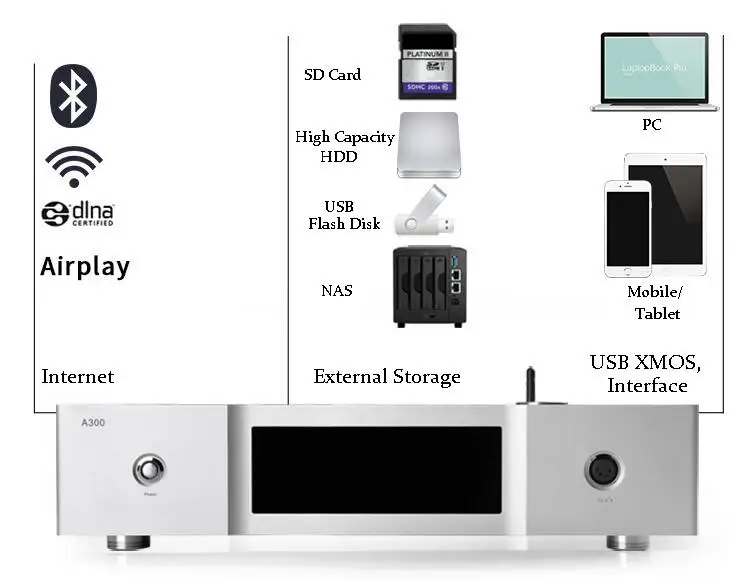 R-020 Soundaware A300 флагманский PCM& DSD интегрированный сетевой потоковый музыкальный плеер FPGA XMOS& USB PCM& DSD интерфейс и декодер