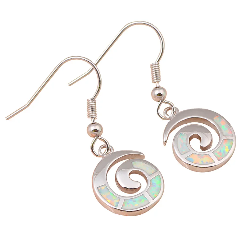 Шок дизайн Висячие серьги для женщин Белый огненный опал Серебро штамп Модные