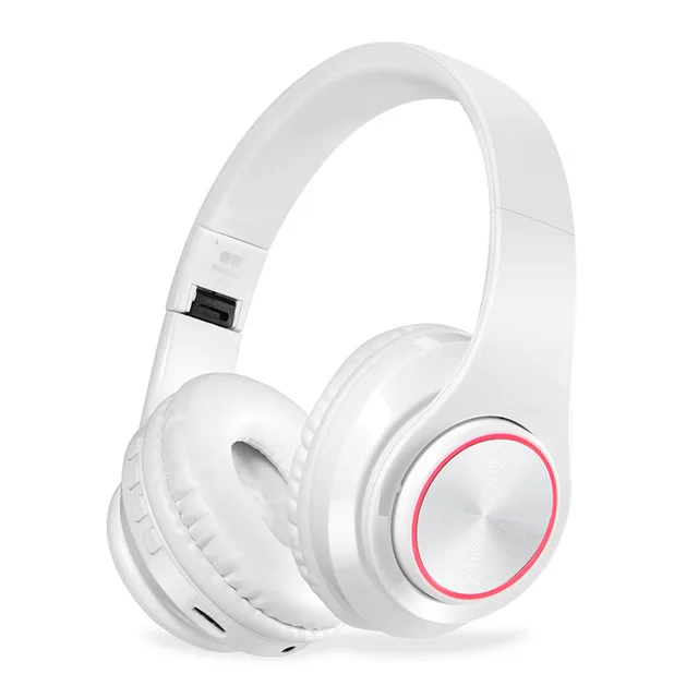 Светящиеся стерео шлем Аудио Bluetooth наушники Беспроводная большая гарнитура спортивные наушники микрофон светодиодный светильник TF FM для ПК телефона - Цвет: Черный