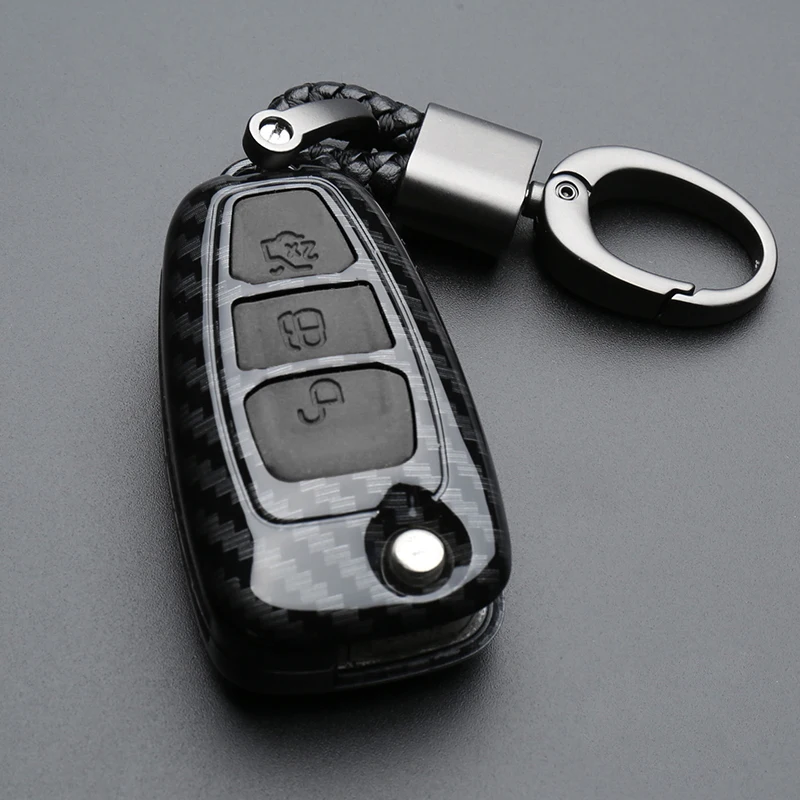 Чехол для ключей из углеродного волокна для Ford Fiesta Focus 3 4 MK3 MK4 Mondeo Ecosport Kuga Focus ST