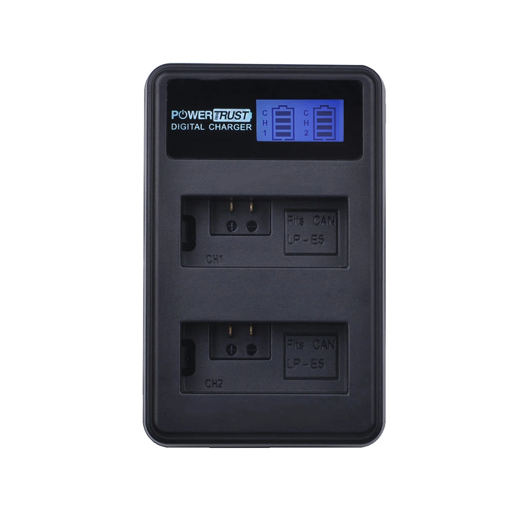 Powertrust 2 шт. LP-E5 LPE5 LP E5 камера батарея + ЖК-дисплей двойной USB зарядное устройство для