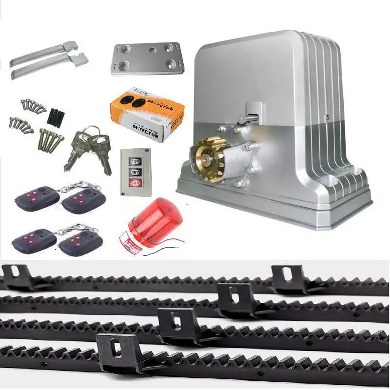 Kit 4 Сверхмощный 3600lbs 1800 кг автоматический привод для электрических раздвижных ворот открывалка двигателя 4 брелоков 4 м нейлоновые рельсы(Сенсорная лампа, клавиатура GSM опционально - Цвет: Kit 4