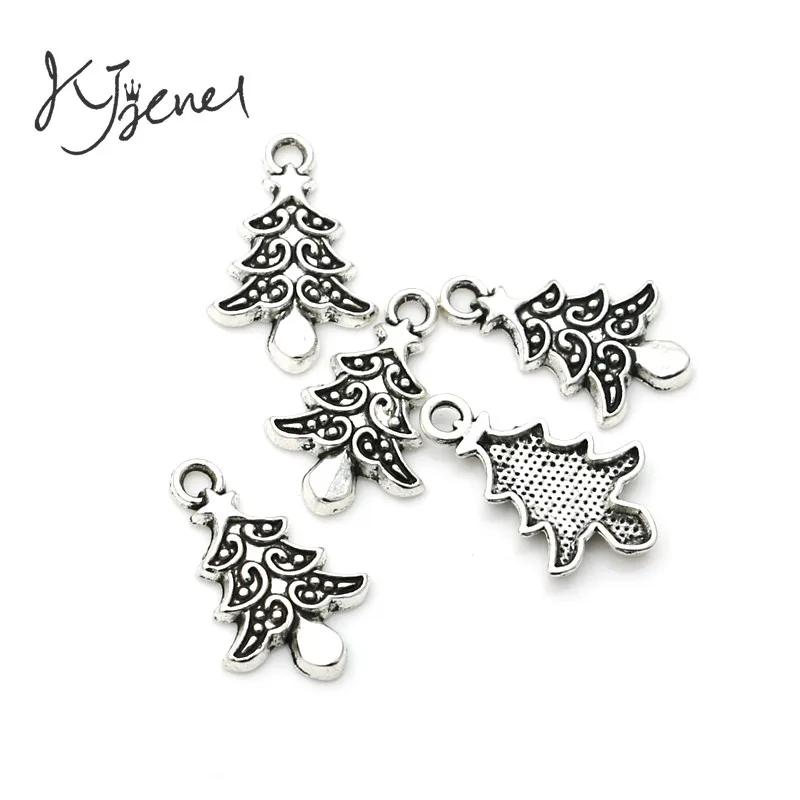 10 шт. посеребренные Подвески в виде рождественской елки 22 х14 мм | Украшения и
