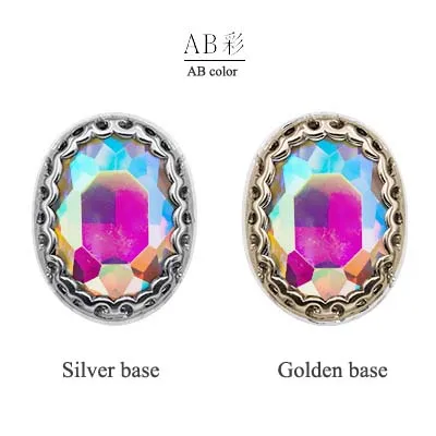 AB color 10x14 мм овальной формы высокого качества плоские стеклянные кристаллы стразы, форма птичьего гнезда основа пришить камни для ювелирных аксессуаров - Цвет: AB color