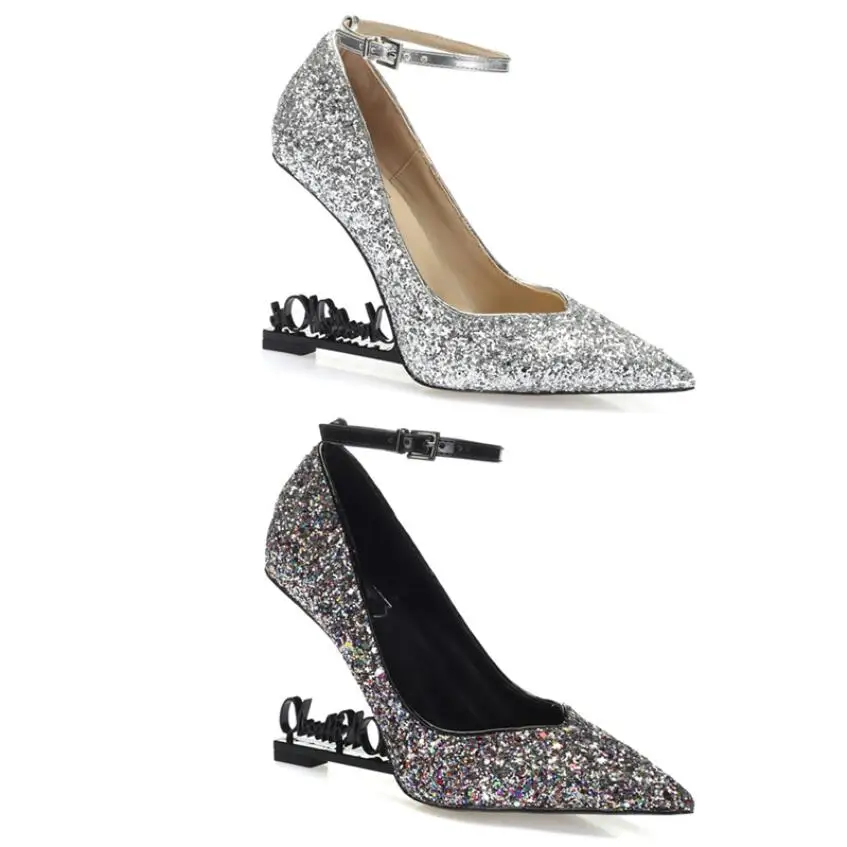 Женские блестящие кожаные туфли-лодочки модельные туфли с острым носком и