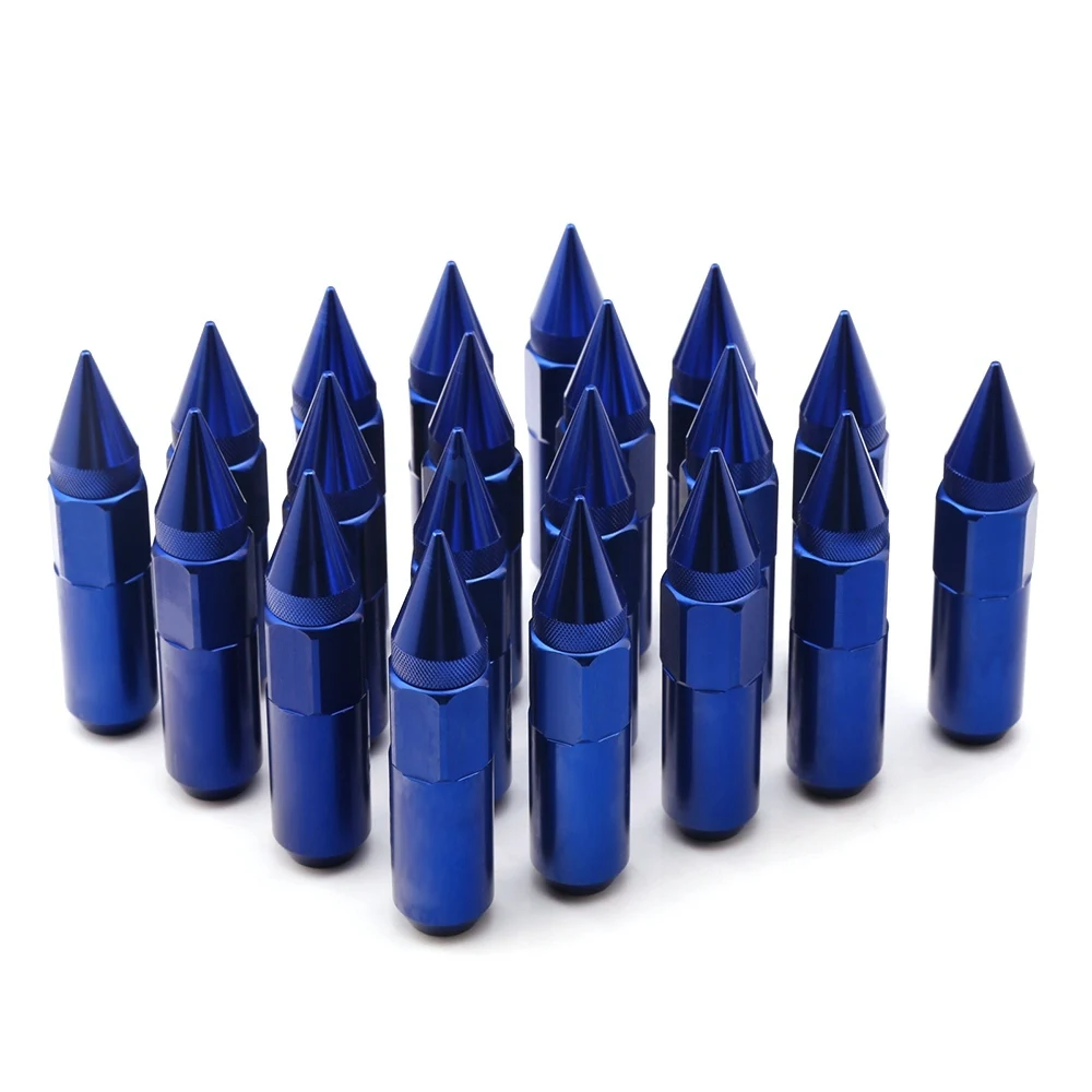 blue 20 шт. Jdm Aftermarket автомобильный, алюминиевое КОЛЕСО гайки M12* 1,5 M12* 1,25 60 мм Расширенный тюнер шип гайки для Chevrolet Mitsubishi и т. Д - Color Name: blue