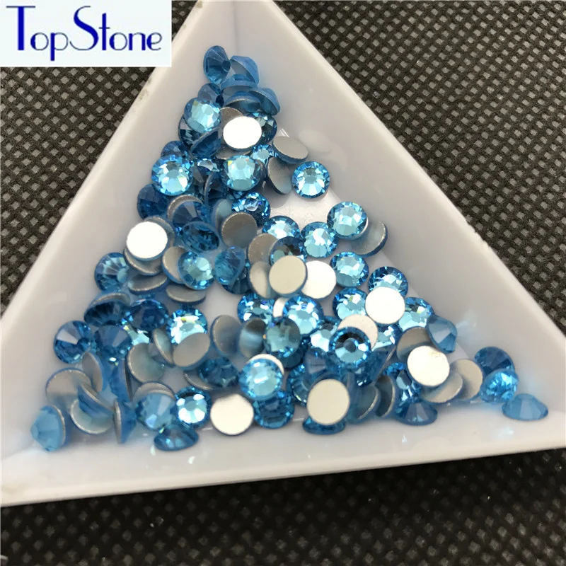 Аквамарин Topstone стразы без горячей фиксации с плоским основанием стеклянные