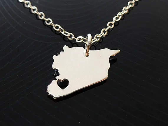 Ожерелье с изображением карты Азии Очаровательное ожерелье в Сирии гордость I