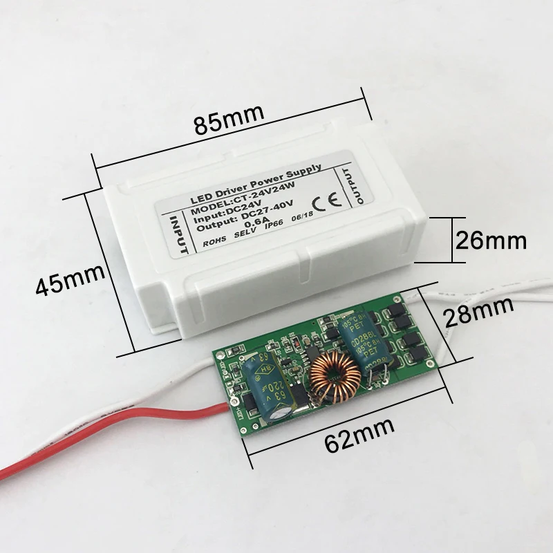 

Free shipping 2pcs/lot DC-DC raise Converter Driver Module DC12-24V to 30-42V 600mA Constant current LED transformer