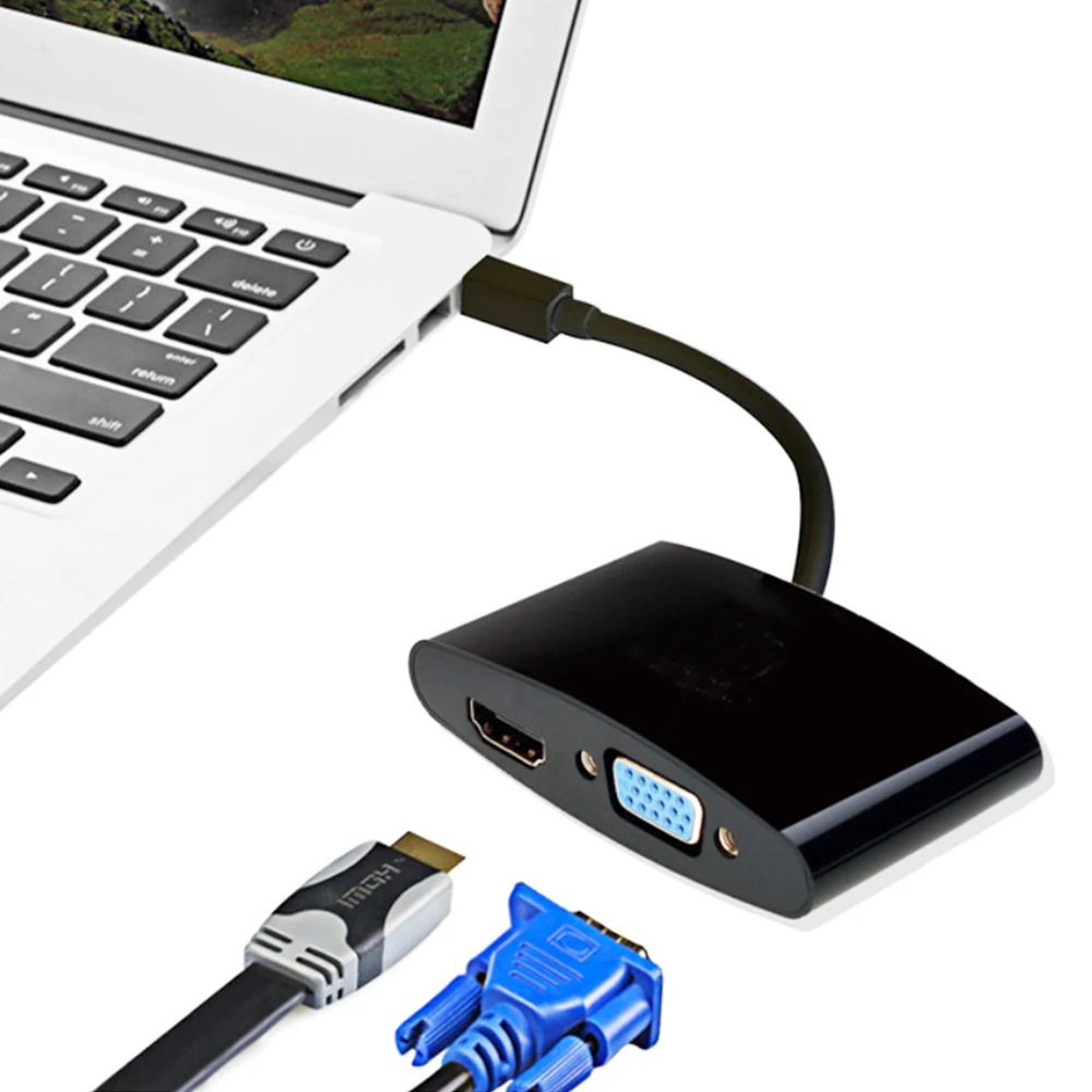 Кабель-адаптер 10 шт./лот Gold Thunderbolt 2 в 1 Mini DisplayPort DP-HDMI VGA для Apple Macbook | Электроника